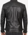 Classic Black Quilted Leather Jacket for Men Back