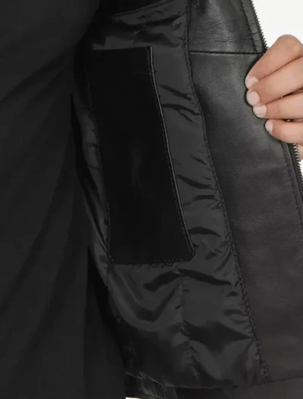 Classic Black Quilted Leather Jacket for Men Pocket