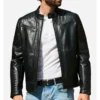 Classic Black Quilted Zipper Leather Jacket