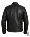 Classic Black Quilted Zipper Leather Jackets Backside