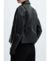 Classic Black Real Leather Moto Jacket Back