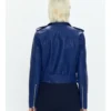 Classic Blue Moto Biker Jacket for Women Back