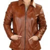 Classic Brown Leather Jacket for Women