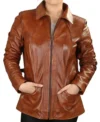 Classic Brown Leather Jacket for Women