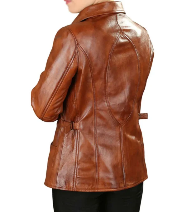 Classic Brown Leather Jacket for Women - Image 4