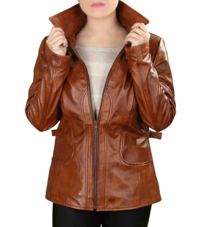 Classic Brown Leather Jacket for Women on Sale