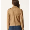 Classic Camel Suede Leather Jacket for Women Back