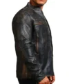 Classic Distressed Leather Rider Jacket Side Look