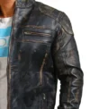 Classic Distressed Leather Rider Jacket on Sale