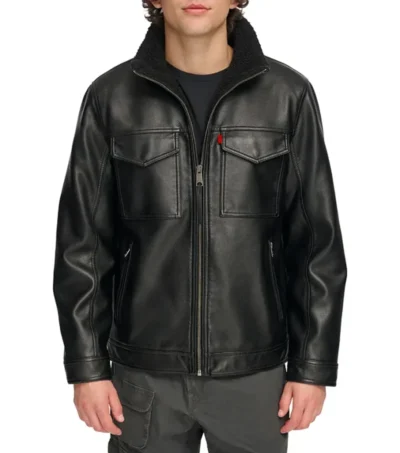 Classic Style Black Leather Jacket