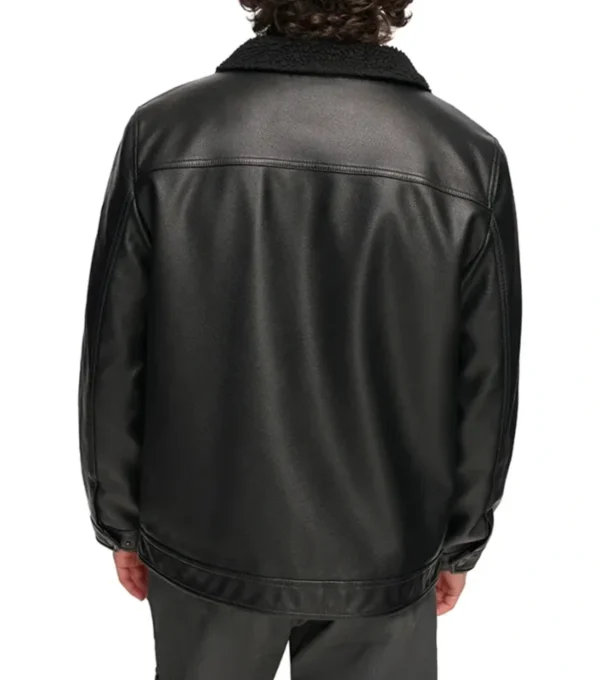 Classic Style Black Leather Jacket Back
