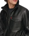 Classic Style Black Leather Jacket Front