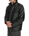 Classic Style Black Leather Jacket Side Look