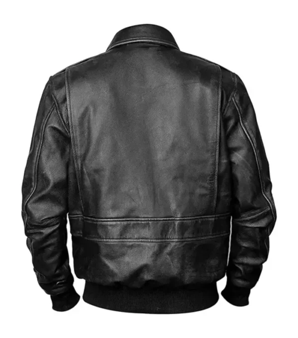 Classic Vintage Black Bomber Jacket Back