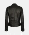 Classic Women's Black Café Racer Leather Jacket Back