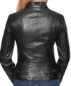 Classic Women's Black Cafe Racer Motorcycle Jacket Back