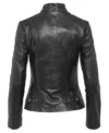 Classic Women's Black Cafe Racer Motorcycle Jackets Back