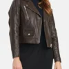 Classic Women's Brown Biker Leather Jacket