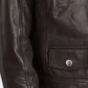 Classic Women's Brown Biker Leather Jacket Pocket
