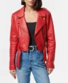 Classic Women's Red Motorcycle Leather Jacket