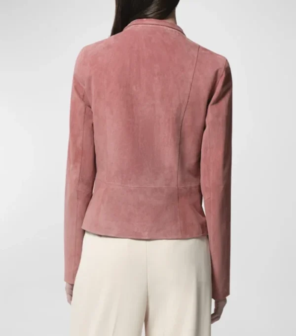 Classic Women's Suede Biker Jacket Back
