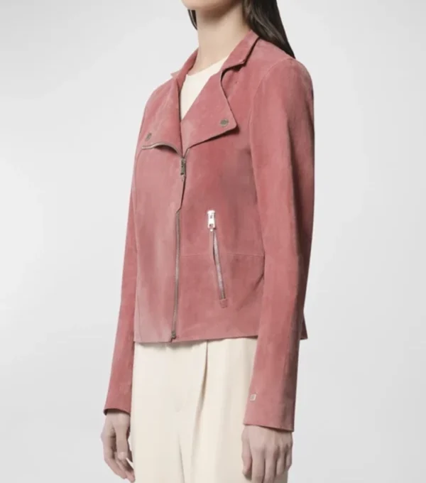 Classic Women's Suede Biker Jacket - Image 2