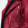 Dark Red Biker Leather Jacket for Womens
