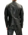 Double Front Zipped Black Cafe Racer Jacket Back