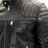 Double Front Zipped Black Cafe Racer Jacket Closer