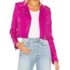 Fuchsia Biker Leather Jacket for Women