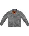 Grey Biker Leather Jacket