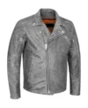 Grey Biker Leather Jackets