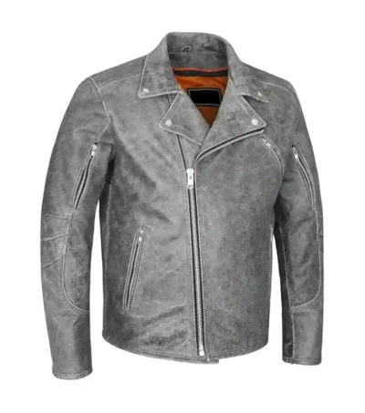 Grey Biker Leather Jackets