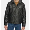 Hooded Black Leather Trucker Jackets
