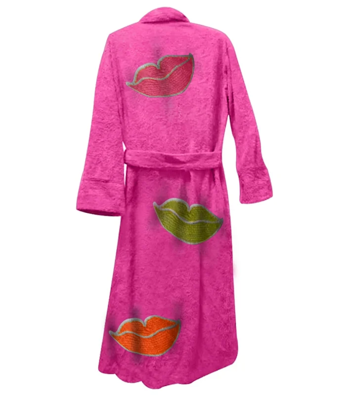 Lush Lips Dark Pink Bathrobe Back