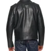 Men's Biker Style Black Leather Jacket Back