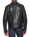 Men's Biker Style Black Leather Jacket Back