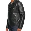 Men's Biker Style Black Leather Jacket Side Look