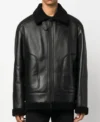 Men's Black B3 Sheepskin Jacket with Skull Print