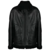 Men's Black B3 Sheepskin Jacket with Skull Print Front