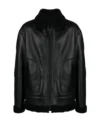 Men's Black B3 Sheepskin Jacket with Skull Print Front