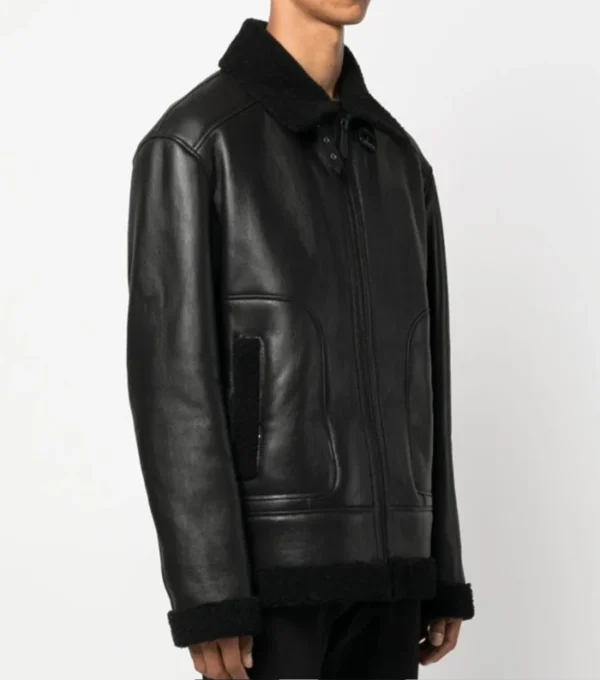 Men's Black B3 Sheepskin Jacket with Skull Print on Sale