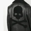 Men's Black B3 Sheepskin Jacket with Skull Prints Back