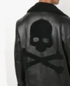 Men's Black B3 Sheepskin Jacket with Skull Prints Back