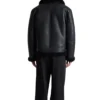 Men's Black Belted Shearling Aviator Jacket Back