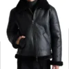 Men's Black Belted Shearling Aviator Jackets