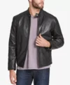 Men's Black Cafe Racer Leather Jacket