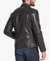 Men's Black Cafe Racer Leather Jacket Back