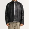 Men's Black Cafe Racer Leather Zipper Jacket