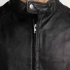 Men's Black Cafe Racer Leather Zipper Jacket on Sale